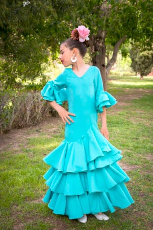 Vestido Flamenca Niña - Triana Verde Agua