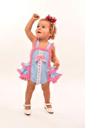 Pelele flamenco para ni&ntilde;a color celeste