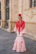 最終値下　 MARIACRUZ フラメンコ衣装 ドレス 段々 花柄 ラップ ファッション特集 ドレス フラメンコ衣装 MARIACRUZ 最終値下