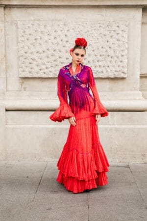 Vestido de flamenca color rojo modelo Jimena de Errepé