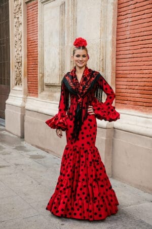 Vestido de gitana canastero rojo lunar negro Mauri colección Errepé