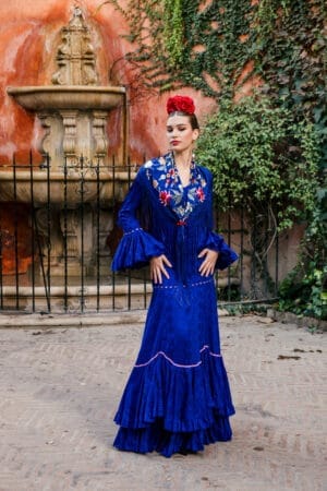 Vestido de flamenca azul modelo Jimena de Errepé