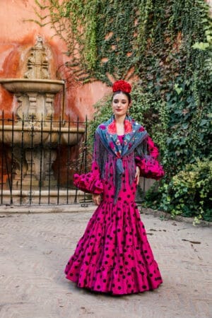 Vestido gitana canastero fucsia Mauri colección de Errepé