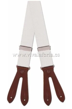 Suspender for adult plain pink campero suit with leather terminal for button