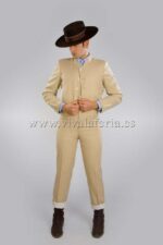 traje de corto hombre beige rayas