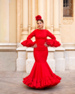 フラメンコ ドレス 赤 長袖 フリル 経済的な赤いフラメンコ ドレス Corín モデル - Viva la Feria