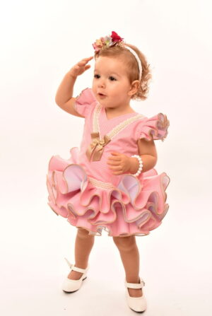 Vestido flamenco con braguita para bebé color rosa