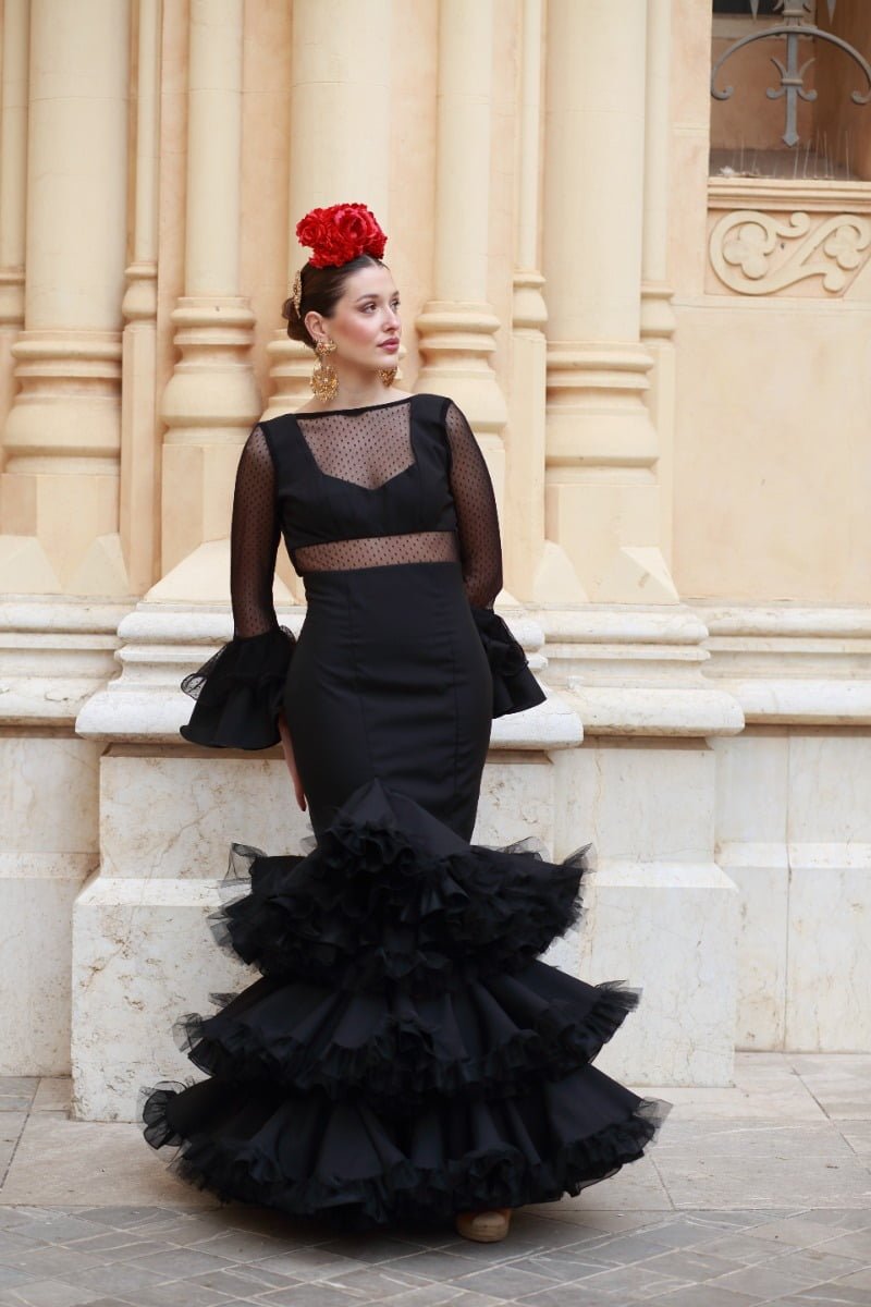 Traje de flamenca modelo Joya color negro Viva la Feria