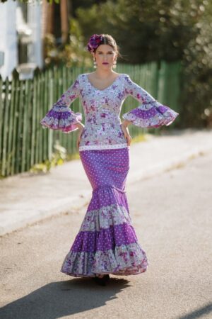 Canastero flamenco dress Sevillana model flower print