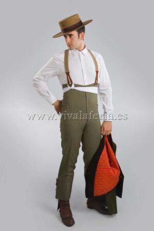 Pantalon campero stretch rayé vert