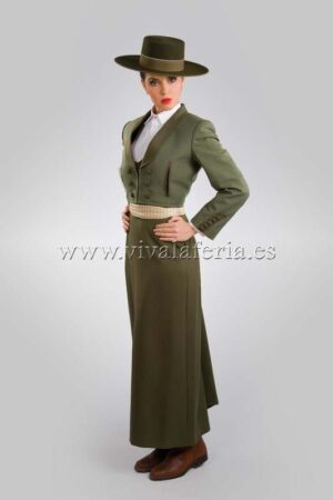 Chaqueta Chaleco de cuello Ojo de Perdiz Verde Falda de Amazona Verde Caceria 02