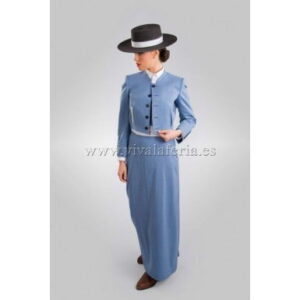 Women&#39;s blue plaid Lycra stewardess short suit 