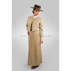 TRAJE DE AMAZONAS RAYA ESTRECHA DE LYCRA beige