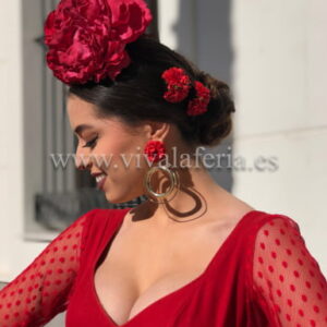 Pendientes de bisuter&iacute;a flamenca doble aro dorado de Marbearte 