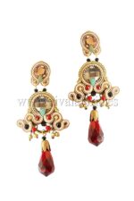 Flamenco jewelry earring in black and red gold with red crystal teardrops