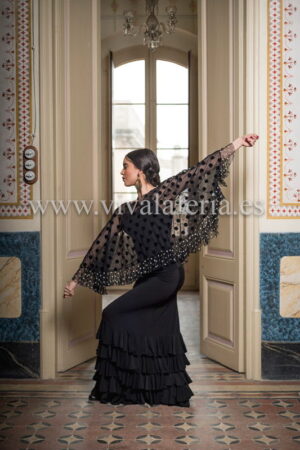 Gonna da ballo flamenco a vita alta Davedans Monroy nera