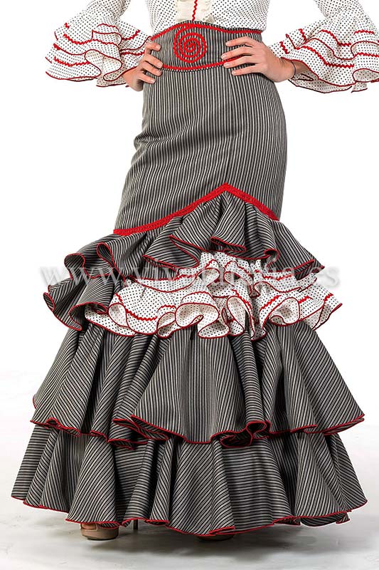 Falda flamenca color gris modelo Peregrina Viva la Feria