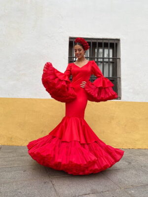 Traje de flamenca de Viva La Feria modelo Peonía color rojo