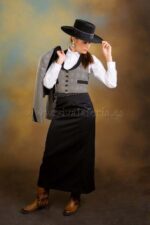 chaleco para traje de amazona gris y negro