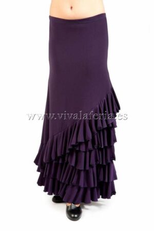 Lila Flamencorock mit asymmetrischen Rüschen
