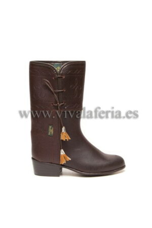 Bota campera niño de piel con flecos