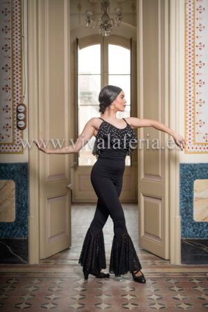 Pantalón para baile flamenco negro modelo Annecy