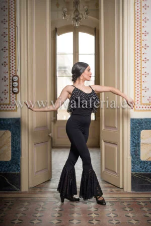 Pantalón para baile flamenco negro modelo Annecy
