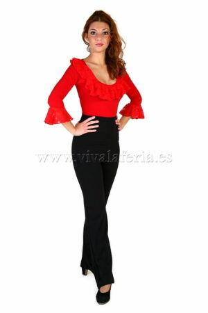 Gerade schwarze Flamenco-Hose aus Supplex