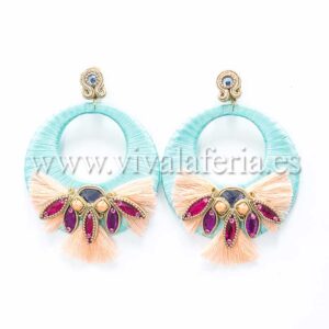 Pendientes bisutería flamenca tonos pastel con adornos en piedra