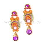 Pendientes bisutería flamenca originales naranja con detalles en piedras