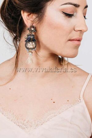 Pendientes bisuter&iacute;a flamenca olivo candela de reina