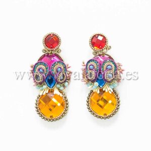 Pendientes bisutería flamenca largos colores exóticos con cristales