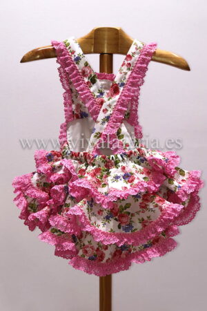 Pelele flamenco para niña estampado de flores