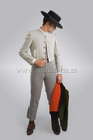 Traje Campero Raya Mediana Lycra Gris