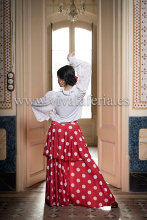 Camicia bianca da flamenco con pizzo Leman di Davedans