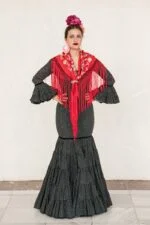 Black canastero flamenco dress with white polka dots Mauri