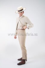 images traje campero beige combinado rayas