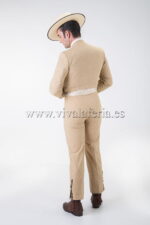 Costume de campagne beige en tissu Prince de Galles