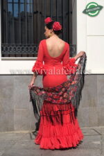 Robe flamenco Canastero économique en mousseline de soie couleur Corail