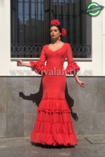 Robe flamenco Canastero économique en mousseline de soie couleur Corail