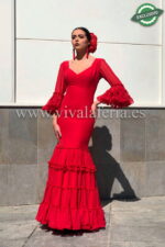 Traje de flamenca canastero barato de gasa color Rojo