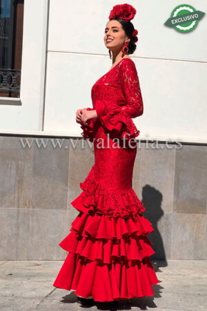 Vestido de flamenca barato color Rojo modelo Carmesí