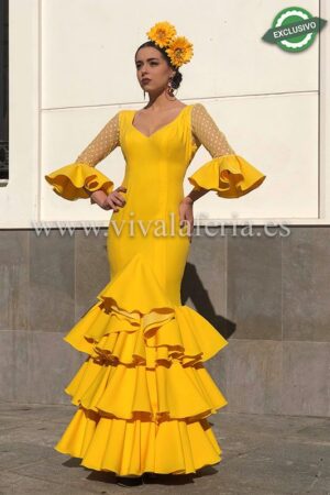 Vestido de gitana económico color amarillo modelo Corín