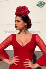 Vestido de flamenca económico color rojo modelo Corín