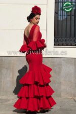 Vestido de flamenca económico color rojo modelo Corín