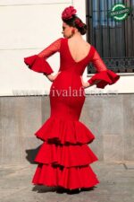 Vestido de flamenca económico color rojo modelo Corín
