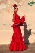 Abito da flamenco economico Modello Plana Canastero di colore rosso