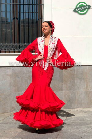 Robe de flamenco Bataro de couleur rouge modèle Rubí