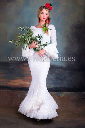 Abito bianco canastero flamenco modello Pimienta di Creaciones Maricruz 