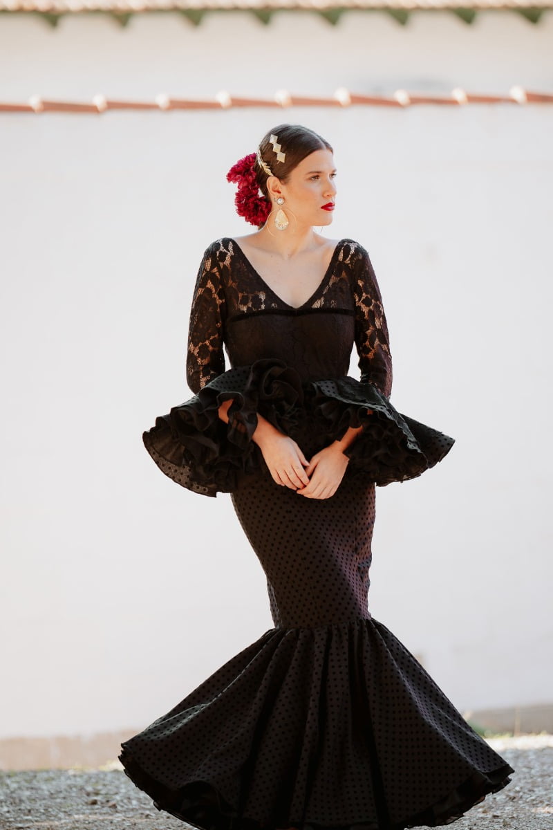 Baile Flamenco Vestido De Flamenca Negro Trajes De Flamenca Talla